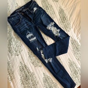 American Eagle Outfitters Distressed Navy Skinny Jeans